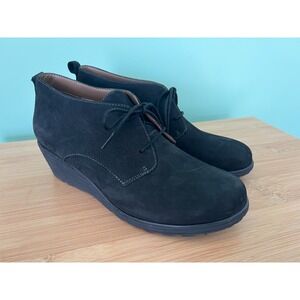 Dansko Womens Cadee Suede Leather Wedge Bootie Black Lace Up 1621100200‎ Sz 42